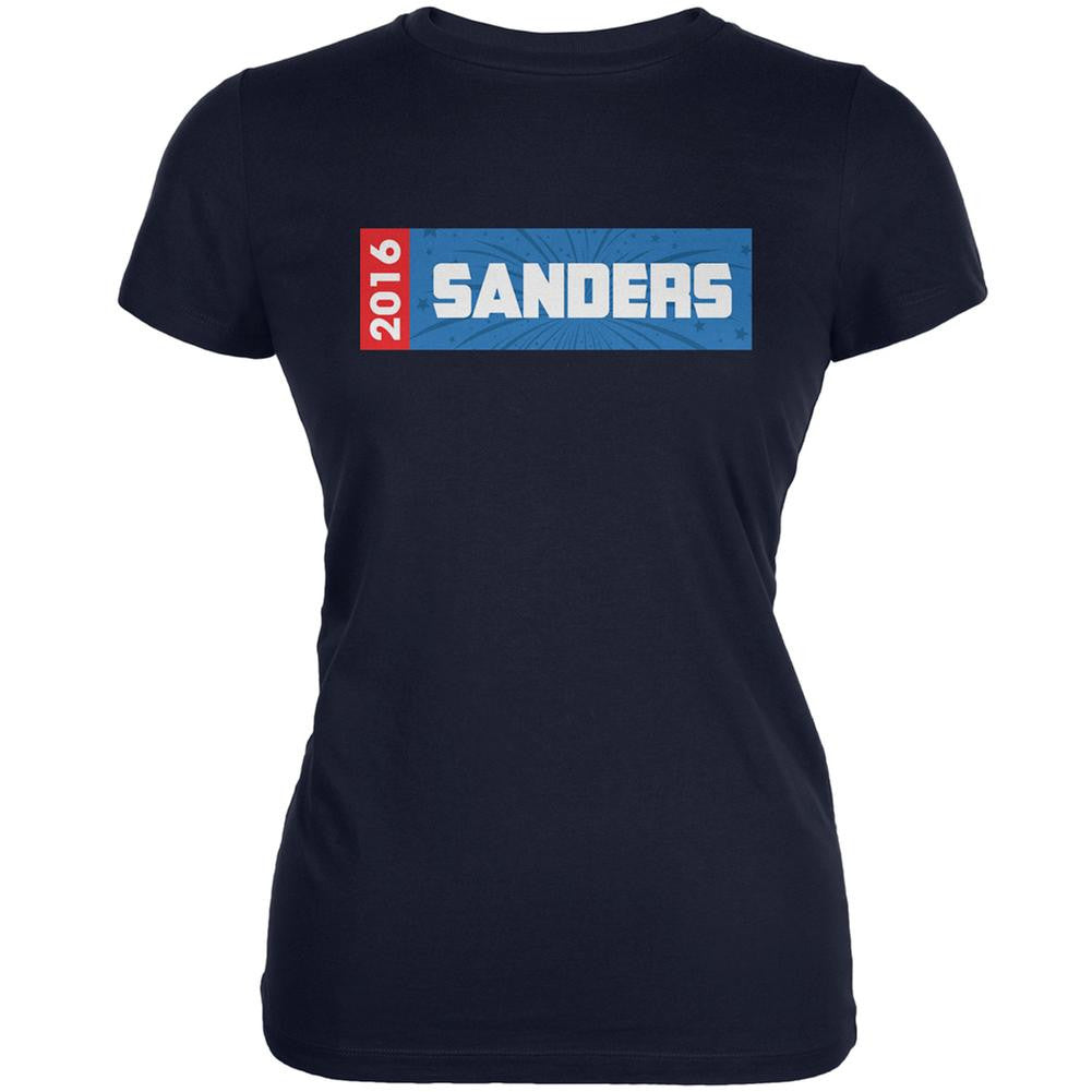 Election 2016 Sanders Rectangle Logo Navy Juniors Soft T-Shirt Juniors T-Shirts Old Glory 2XL Blue 