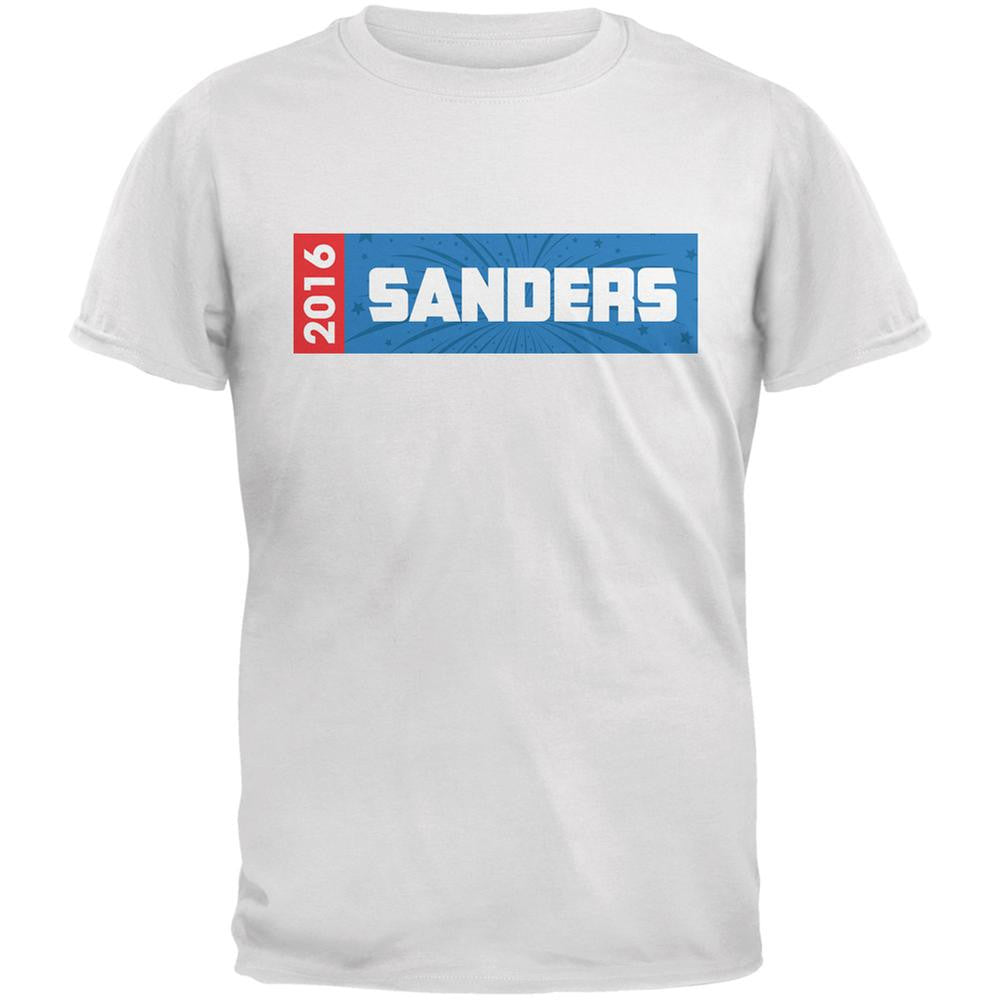 Election 2016 Sanders Rectangle Logo White Adult T-Shirt Men's T-Shirts Old Glory 2XL White 