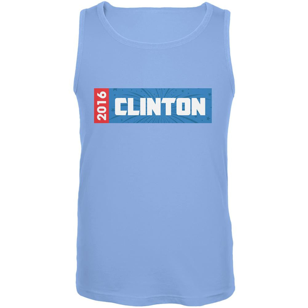 Election 2016 Clinton Rectangle Logo Carolina Blue Adult Tank Top Men's Tank Tops Old Glory 2XL Blue 