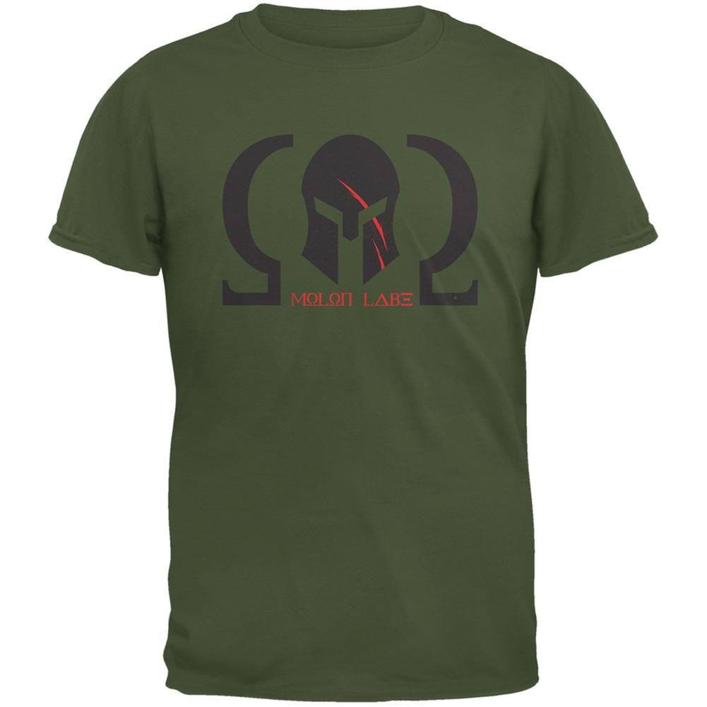 Molon Labe Helmet Military Green Adult T-Shirt Men's T-Shirts Old Glory 2XL Green 