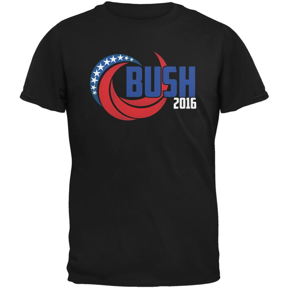 Election 2016 Bush 2016 Swoosh Black Adult T-Shirt Men's T-Shirts Old Glory 2XL Black 