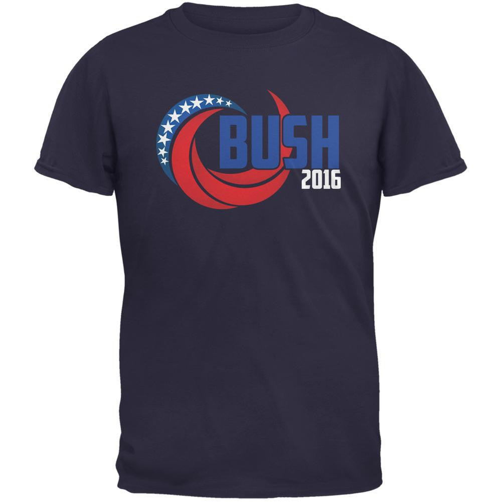 Election 2016 Bush 2016 Swoosh Navy Adult T-Shirt Men's T-Shirts Old Glory 2XL Blue 