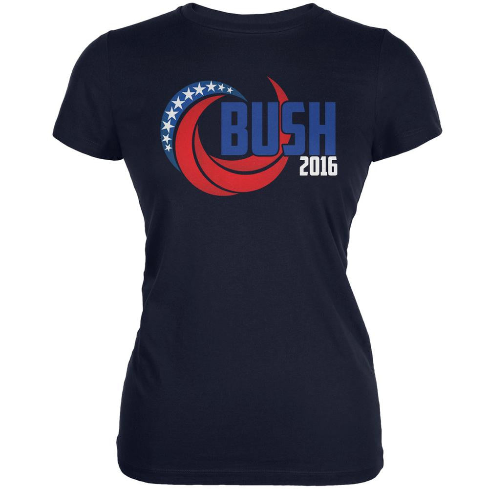 Election 2016 Bush 2016 Swoosh Navy Juniors Soft T-Shirt Juniors T-Shirts Old Glory 2XL Blue 