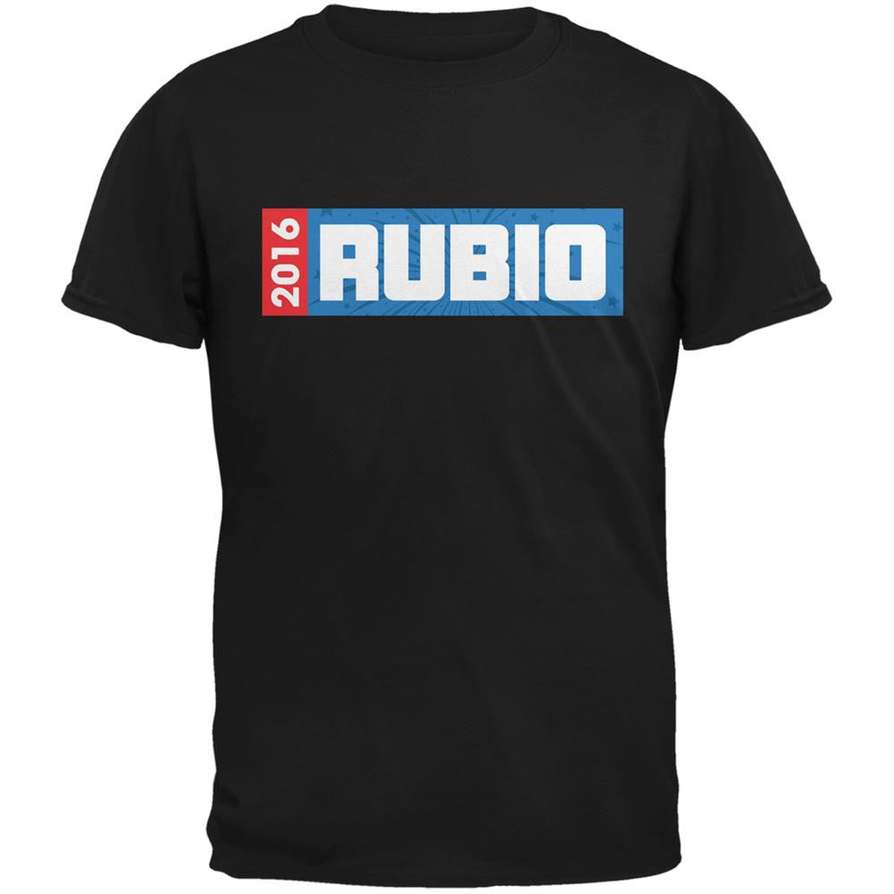 Election 2016 Rubio Rectangle Logo Black Adult T-Shirt Men's T-Shirts Old Glory 2XL Black 