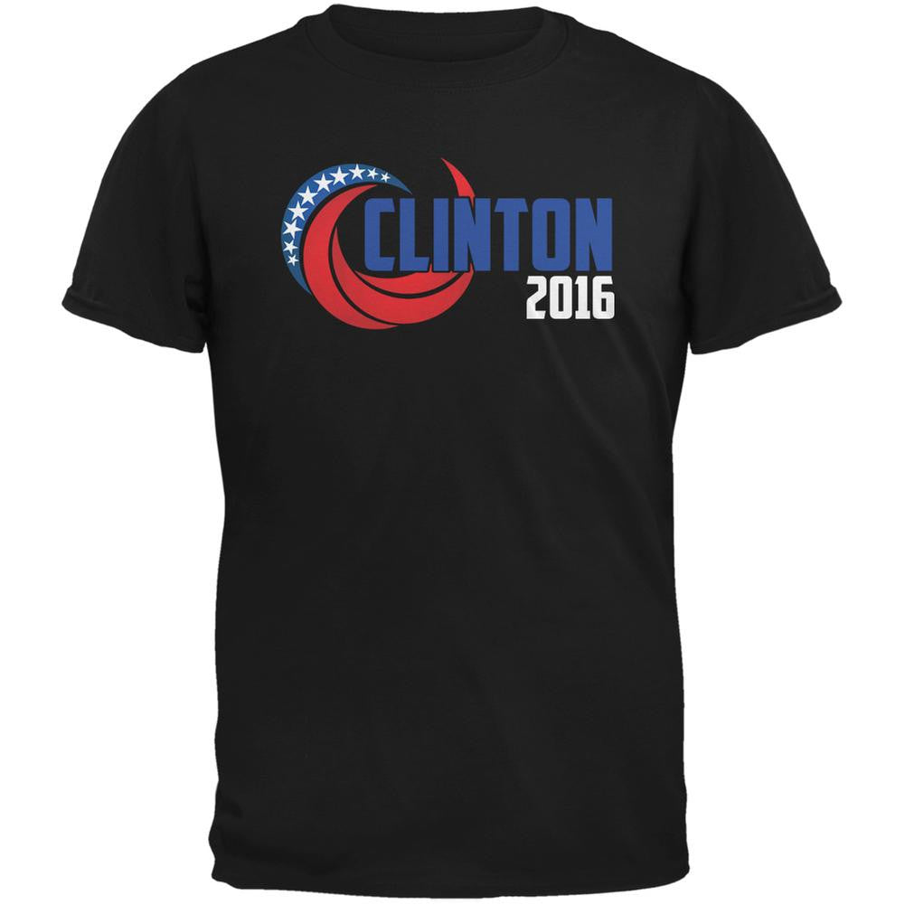 Election 2016 Clinton 2016 Swoosh Black Adult T-Shirt Men's T-Shirts Old Glory 2XL Black 