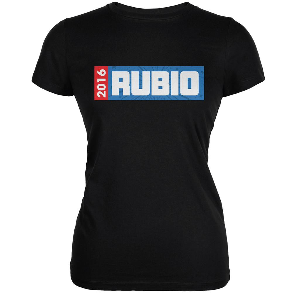 Election 2016 Rubio Rectangle Logo Black Juniors Soft T-Shirt Juniors T-Shirts Old Glory 2XL Black 