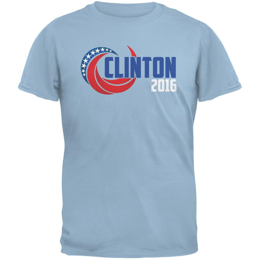 Election 2016 Clinton 2016 Swoosh Light Blue Adult T-Shirt Men's T-Shirts Old Glory 2XL Blue 