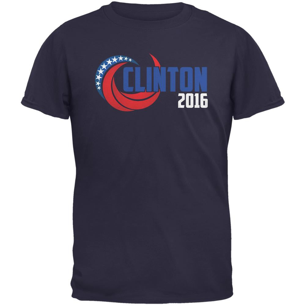 Election 2016 Clinton 2016 Swoosh Navy Adult T-Shirt Men's T-Shirts Old Glory 2XL Blue 