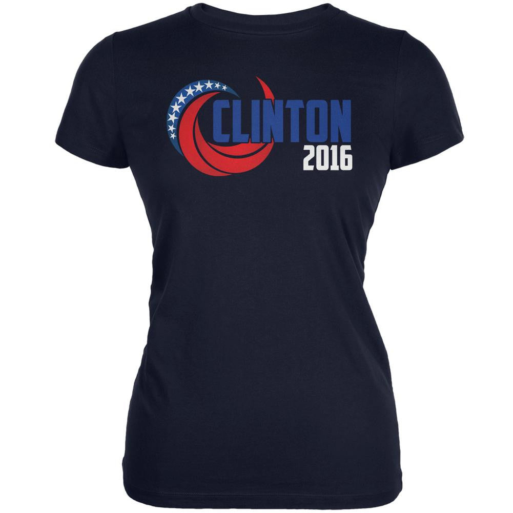 Election 2016 Clinton 2016 Swoosh Navy Juniors Soft T-Shirt Juniors T-Shirts Old Glory 2XL Blue 