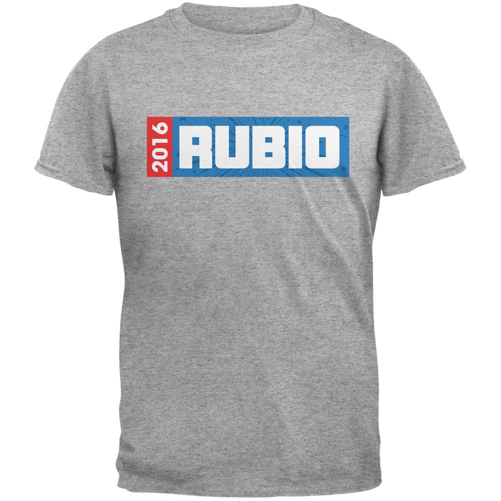 Election 2016 Rubio Rectangle Logo Heather Grey Adult T-Shirt Men's T-Shirts Old Glory 2XL Grey 