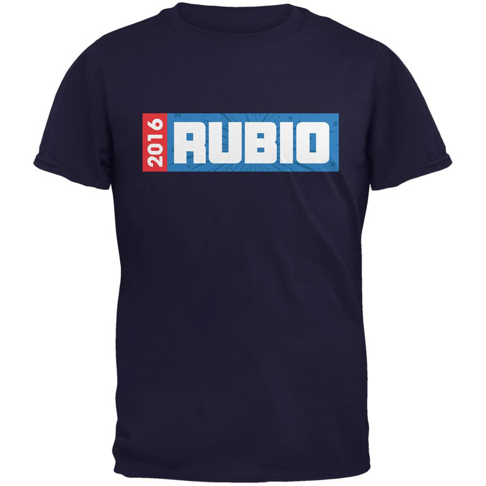 Election 2016 Rubio Rectangle Logo Navy Adult T-Shirt Men's T-Shirts Old Glory 2XL Blue 