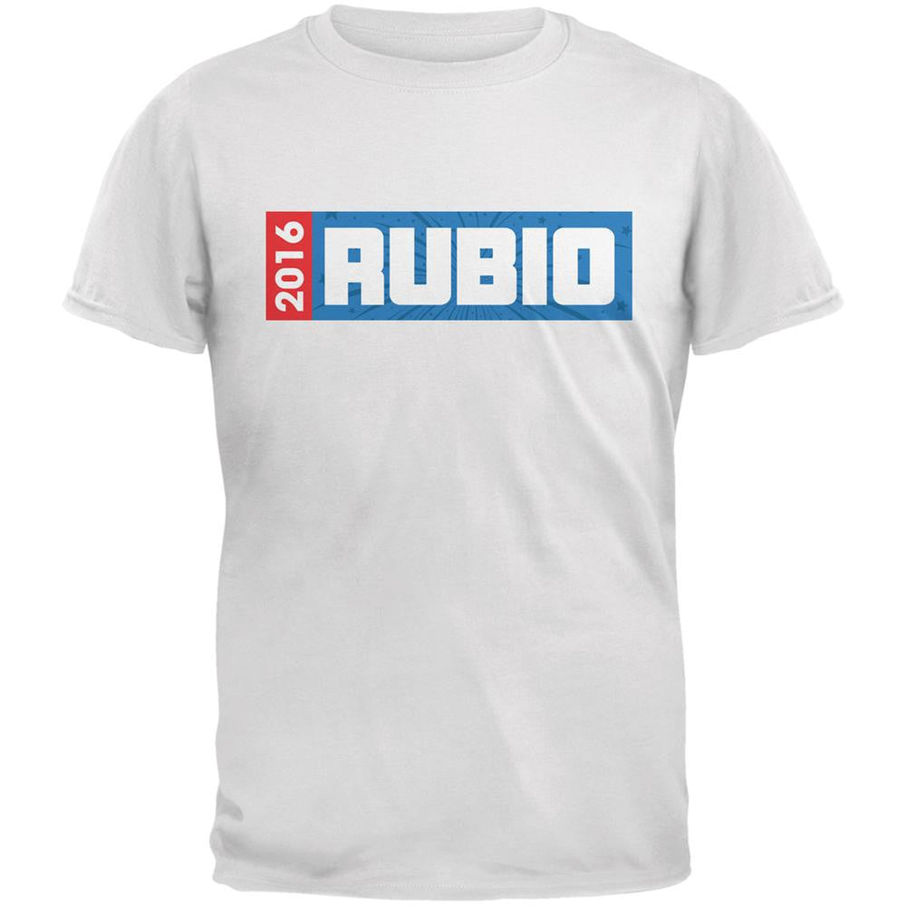 Election 2016 Rubio Rectangle Logo White Adult T-Shirt Men's T-Shirts Old Glory 2XL White 