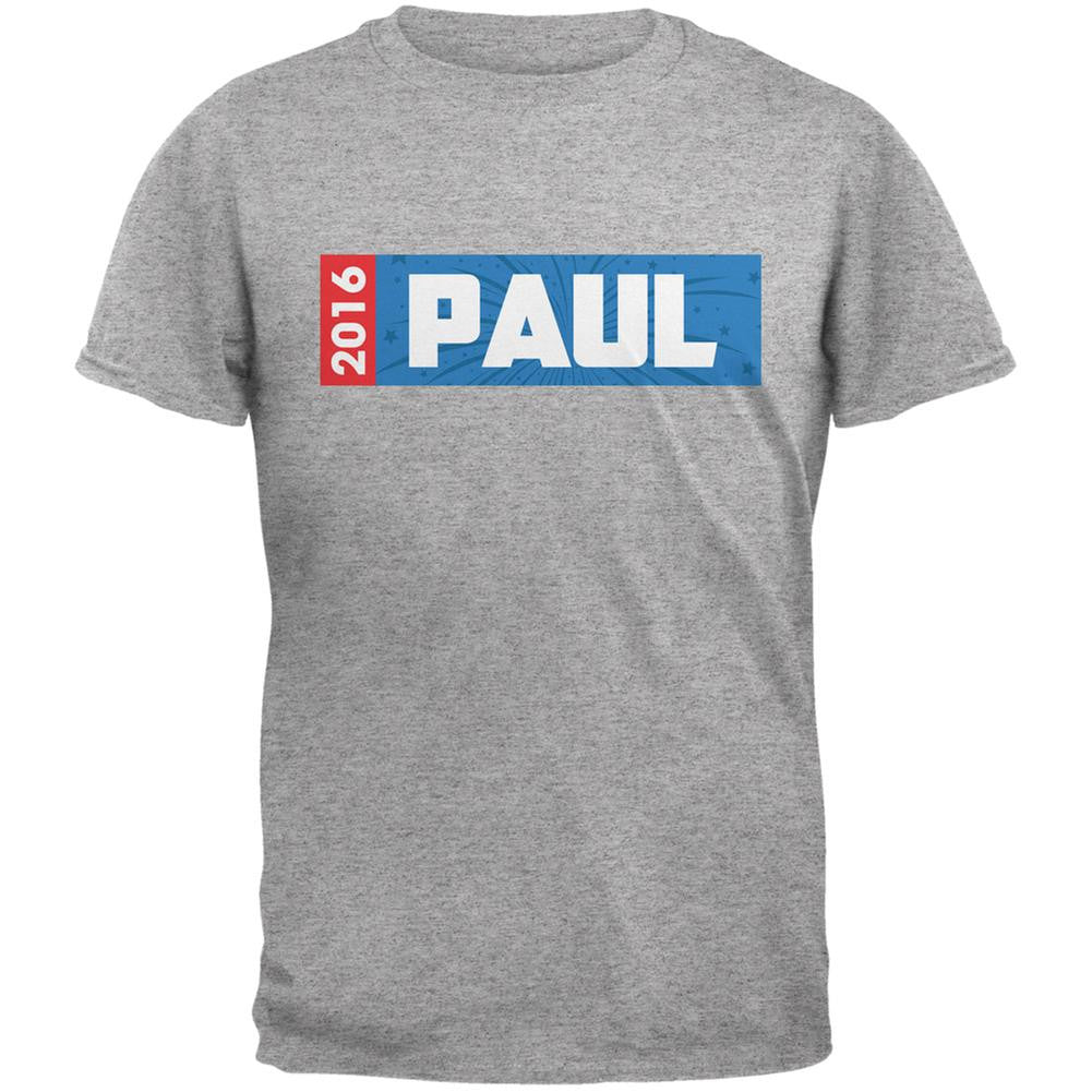 Election 2016 Paul Rectangle Logo Heather Grey Adult T-Shirt Men's T-Shirts Old Glory 2XL Grey 