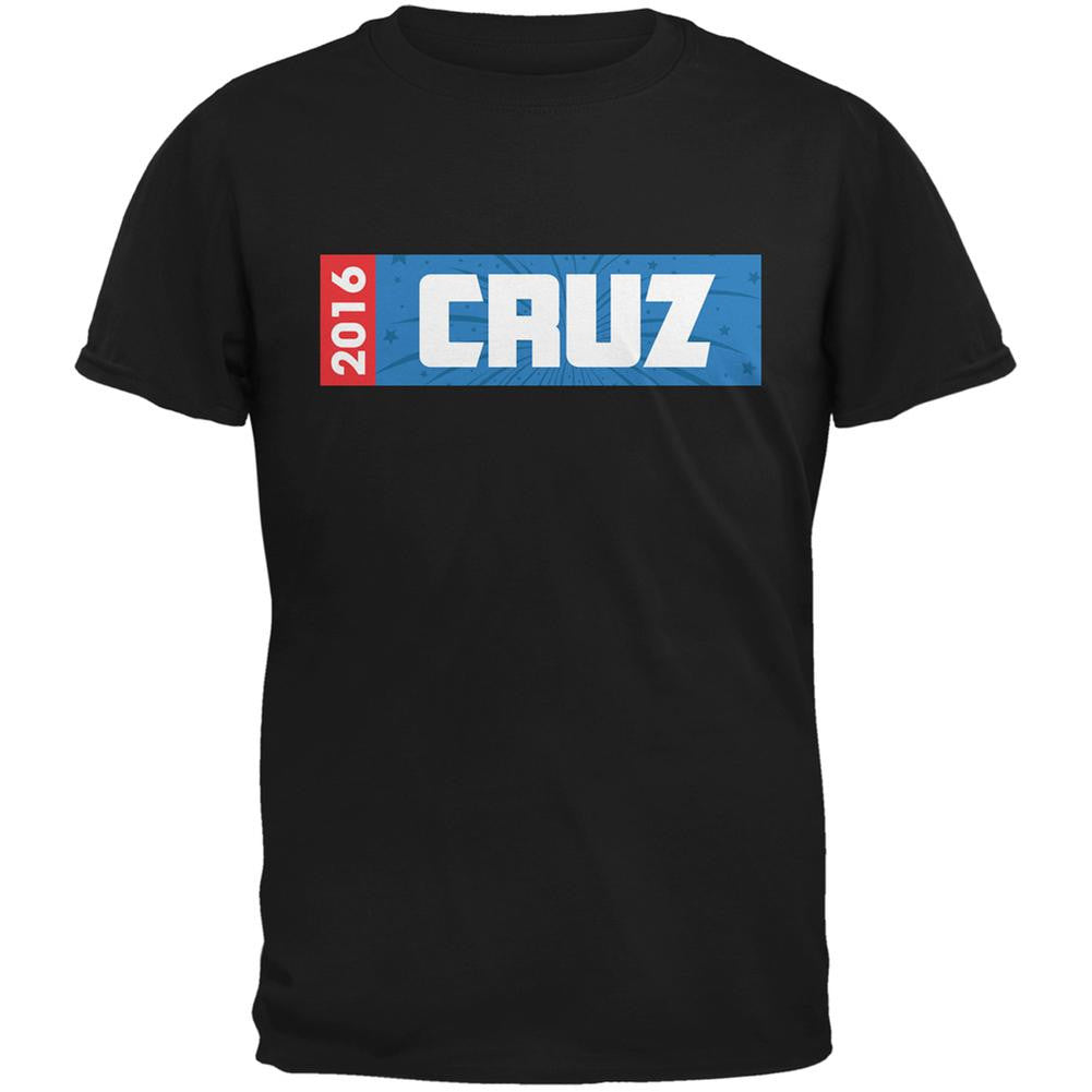 Election 2016 Cruz Rectangle Logo Black Adult T-Shirt Men's T-Shirts Old Glory 2XL Black 