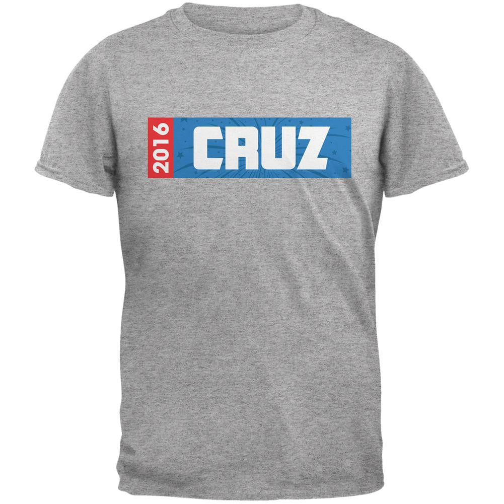 Election 2016 Cruz Rectangle Logo Heather Grey Adult T-Shirt Men's T-Shirts Old Glory 2XL Grey 