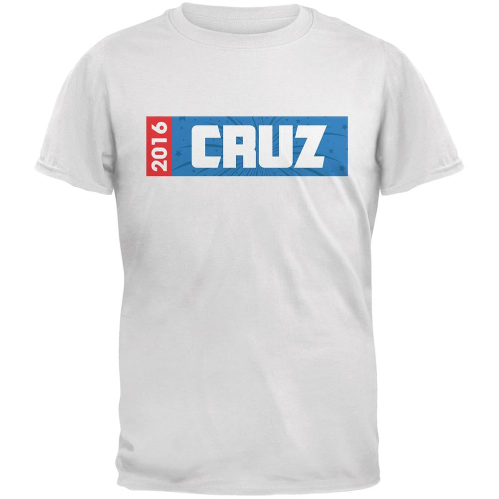 Election 2016 Cruz Rectangle Logo White Adult T-Shirt Men's T-Shirts Old Glory 2XL White 