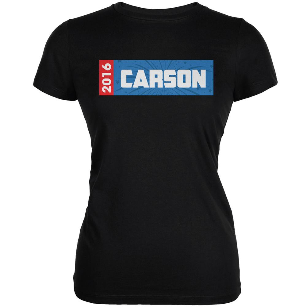 Election 2016 Carson Rectangle Logo Black Juniors Soft T-Shirt Juniors T-Shirts Old Glory 2XL Black 