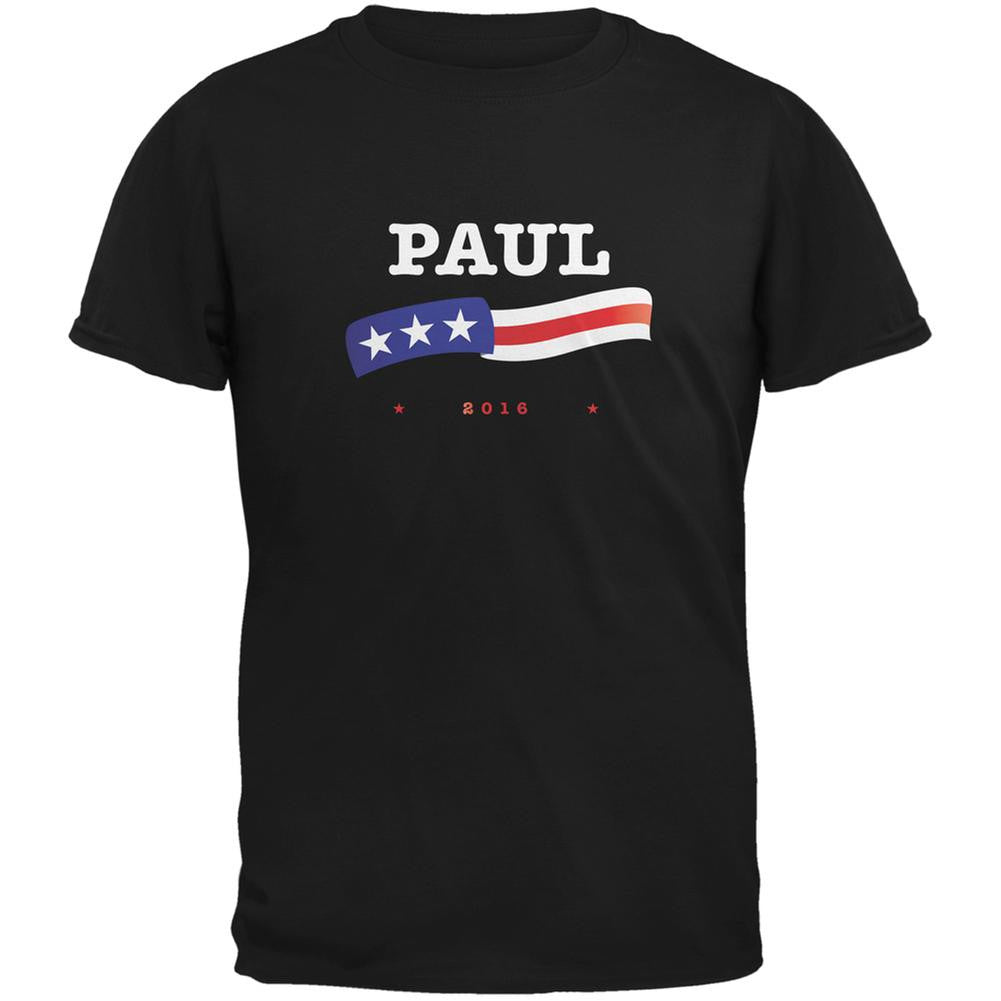 Election 2016 Rand Paul American Flag Black Adult T-Shirt Men's T-Shirts Old Glory 2XL Black 