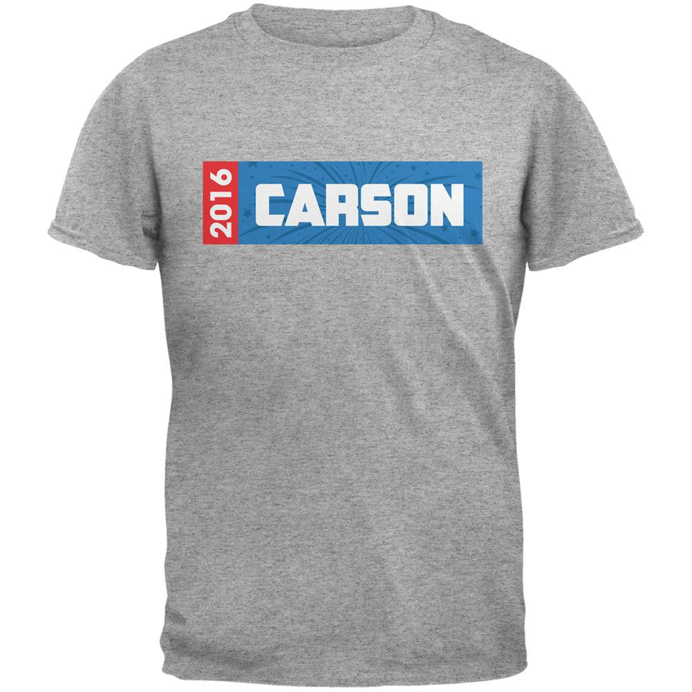 Election 2016 Carson Rectangle Logo Heather Grey Adult T-Shirt Men's T-Shirts Old Glory 2XL Grey 