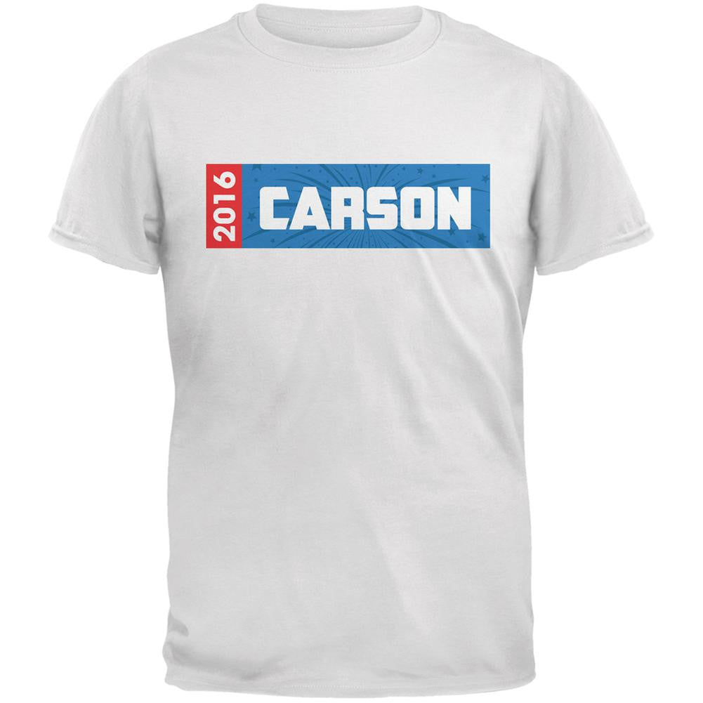 Election 2016 Carson Rectangle Logo White Adult T-Shirt Men's T-Shirts Old Glory 2XL White 