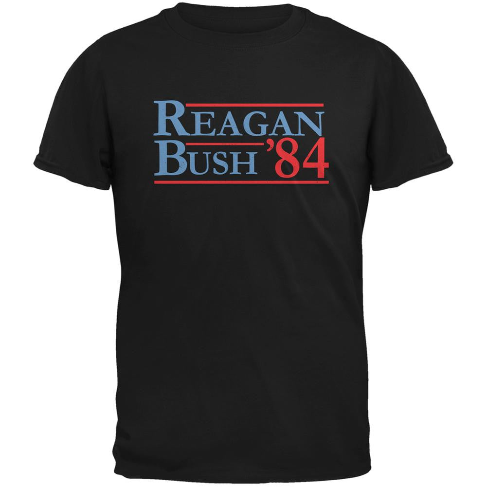 Election 1984 Reagan Bush Distressed Black Adult T-Shirt Men's T-Shirts Old Glory 2XL Black 