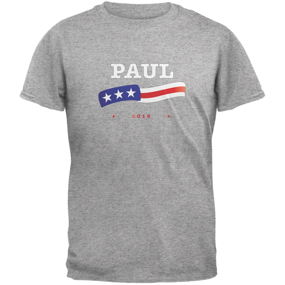 Election 2016 Rand Paul American Flag Heather Grey Adult T-Shirt Men's T-Shirts Old Glory 2XL Grey 