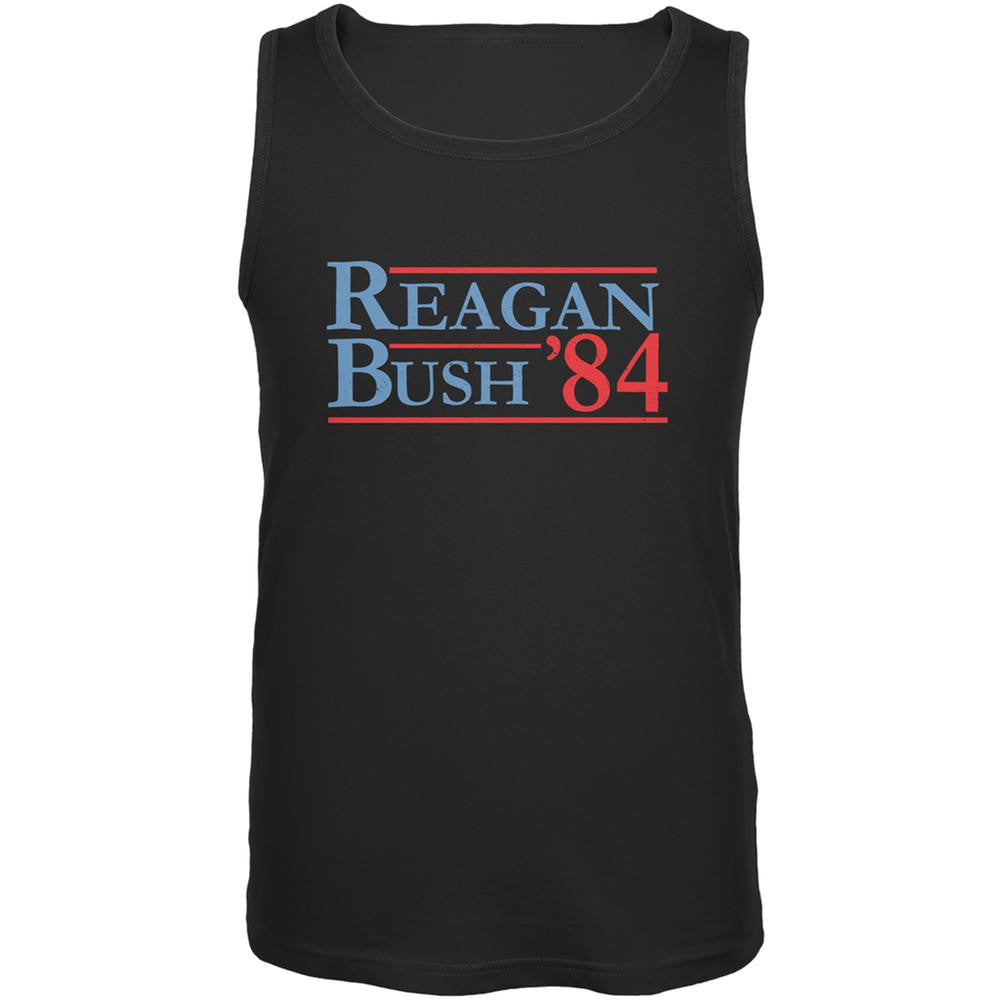 Election 1984 Reagan Bush Distressed Black Adult Tank Top Men's Tank Tops Old Glory 2XL Black 