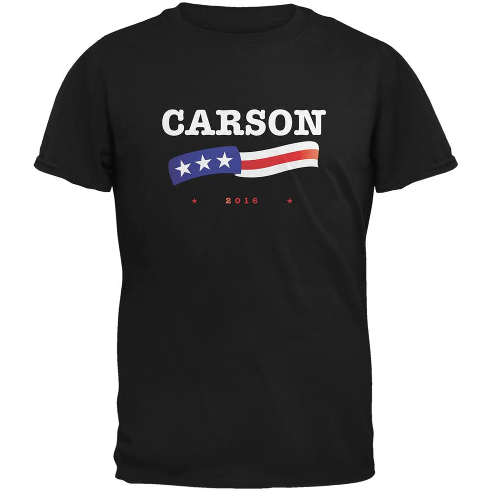 Election 2016 Ben Carson American Flag Black Adult T-Shirt Men's T-Shirts Old Glory 2XL Black 