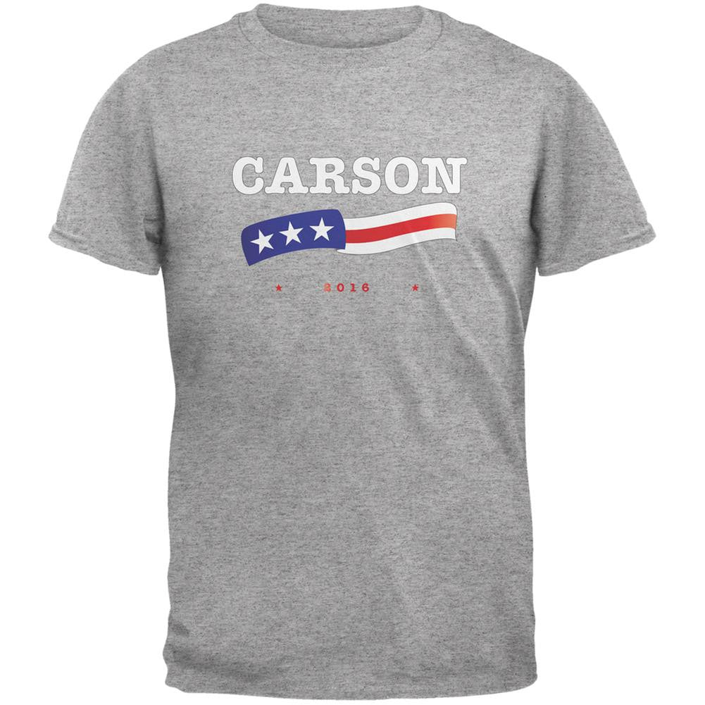 Election 2016 Ben Carson American Flag Heather Grey Adult T-Shirt Men's T-Shirts Old Glory 2XL Grey 