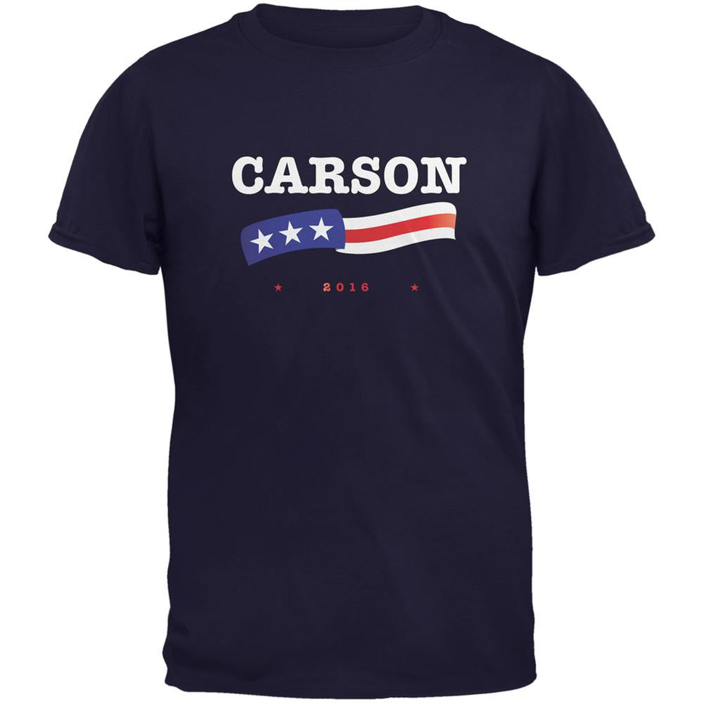 Election 2016 Ben Carson American Flag Navy Adult T-Shirt Men's T-Shirts Old Glory 2XL Blue 