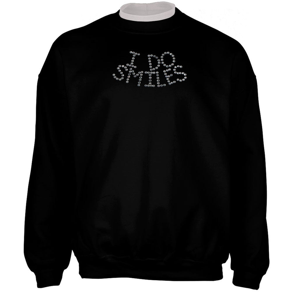 Dentist I Do Smiles Jeweled Adult 2Fer Crew Sweatshirt Men's Sweatshirts Old Glory 2XL Black