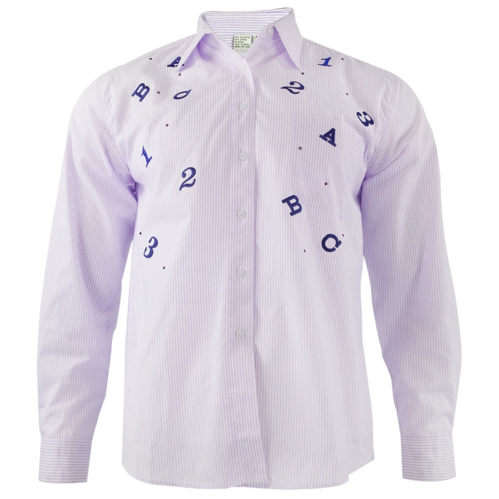 Teacher's ABC 123 Embroidery Purple Adult Button-Up T-Shirt Men's Dress Shirts Old Glory   