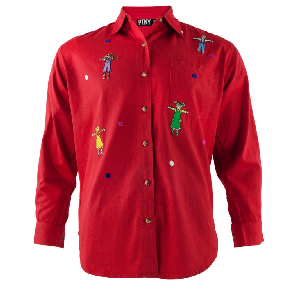 Children Ready To Hug Red Adult Button-Up Long Sleeve T-Shirt Men's Dress Shirts Old Glory   