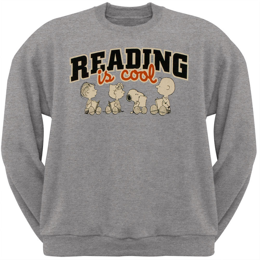 Peanuts - Reading Is Cool Adult Crew Sweatshirt Men's Sweatshirts Peanuts XL Grey 