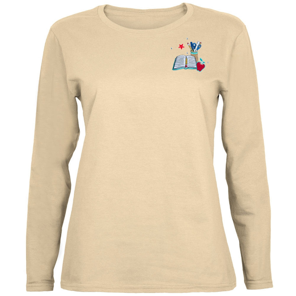 Teacher's School Supplies Patch Women's Long Sleeve T-Shirt Women's Long Sleeves Old Glory   