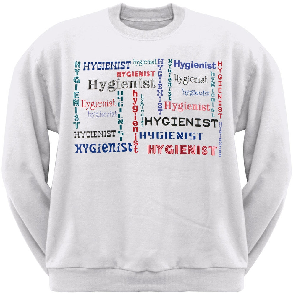 Hygienist Repeat Print Adult Crew Sweatshirt Men's Sweatshirts Old Glory 2XL White