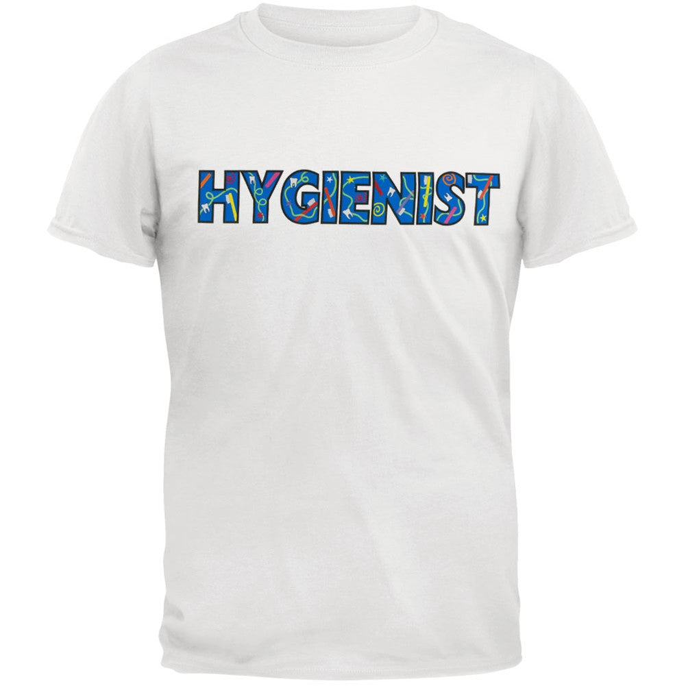 Hygienist Colorful Logo White Adult T-Shirt Men's T-Shirts Old Glory 2XL White 