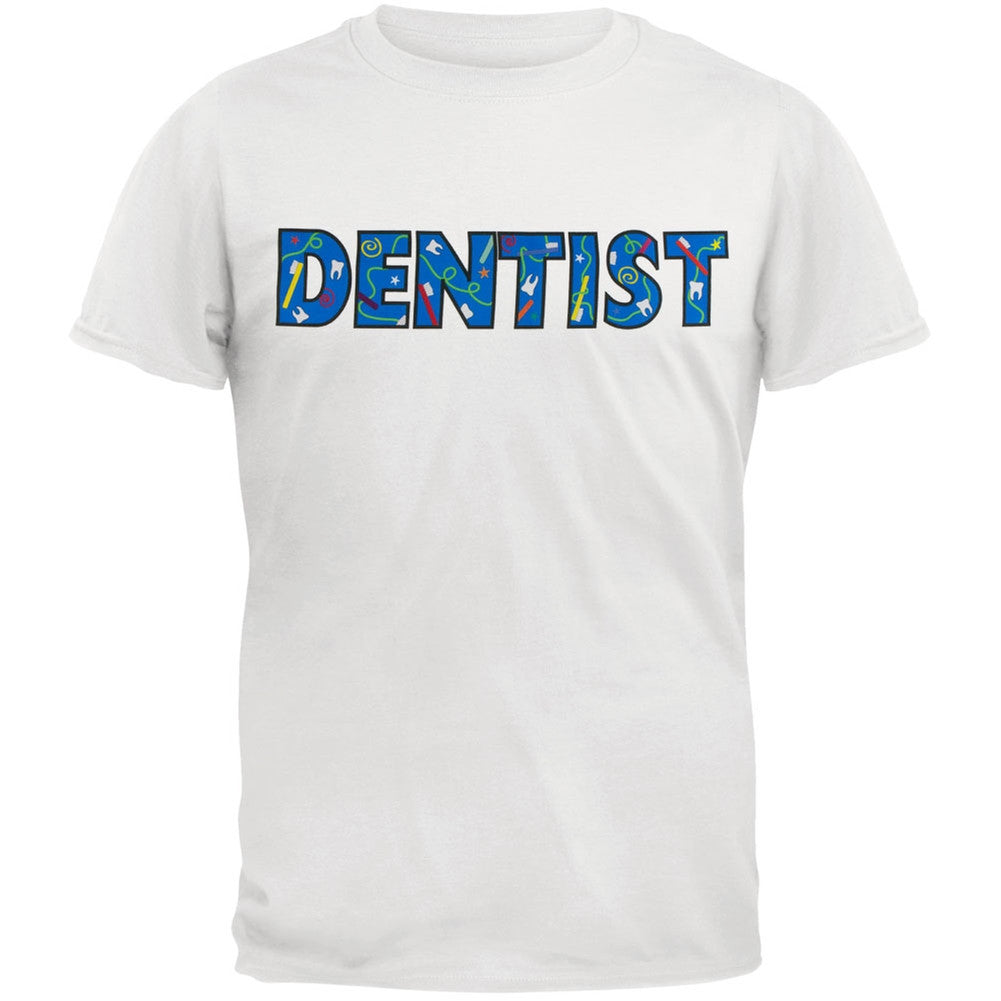 Dentist Colorful Logo White Adult T-Shirt Men's T-Shirts Old Glory 2XL White