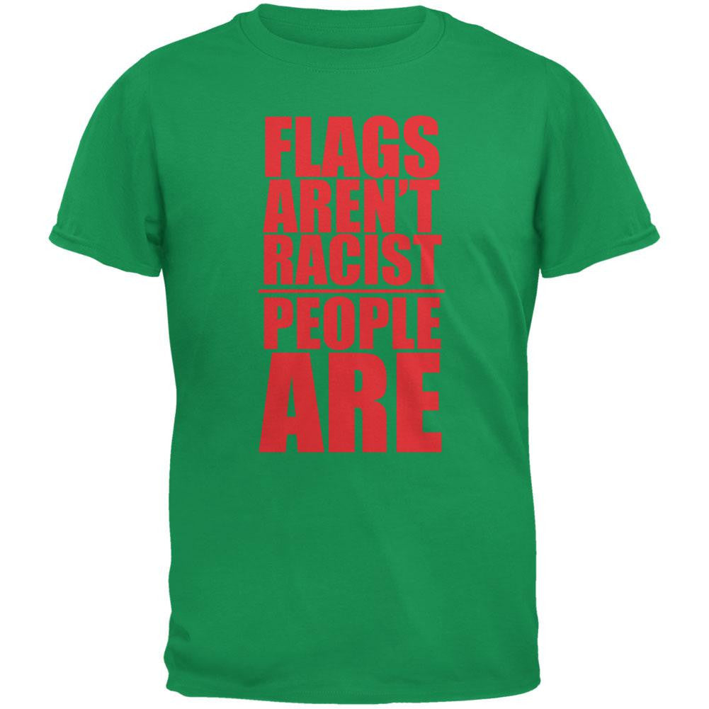 Flags Aren't Racist People Are Irish Green Adult T-Shirt Men's T-Shirts Old Glory 2XL Green 