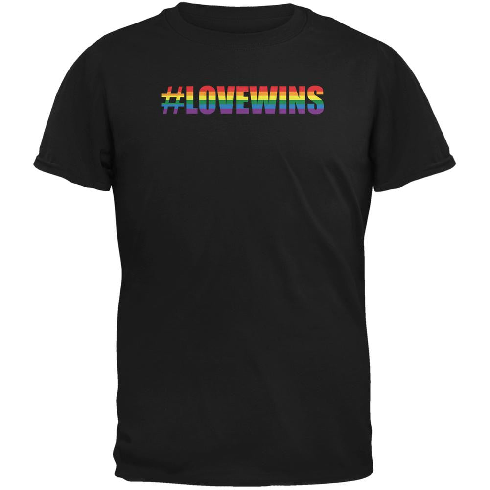 Hashtag Love Wins LGBT Black Adult T-Shirt Men's T-Shirts Old Glory 2XL Black 