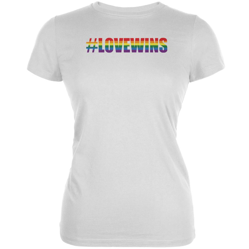 Hashtag Love Wins LGBT White Juniors Soft T-Shirt Juniors T-Shirts Old Glory 2XL White 