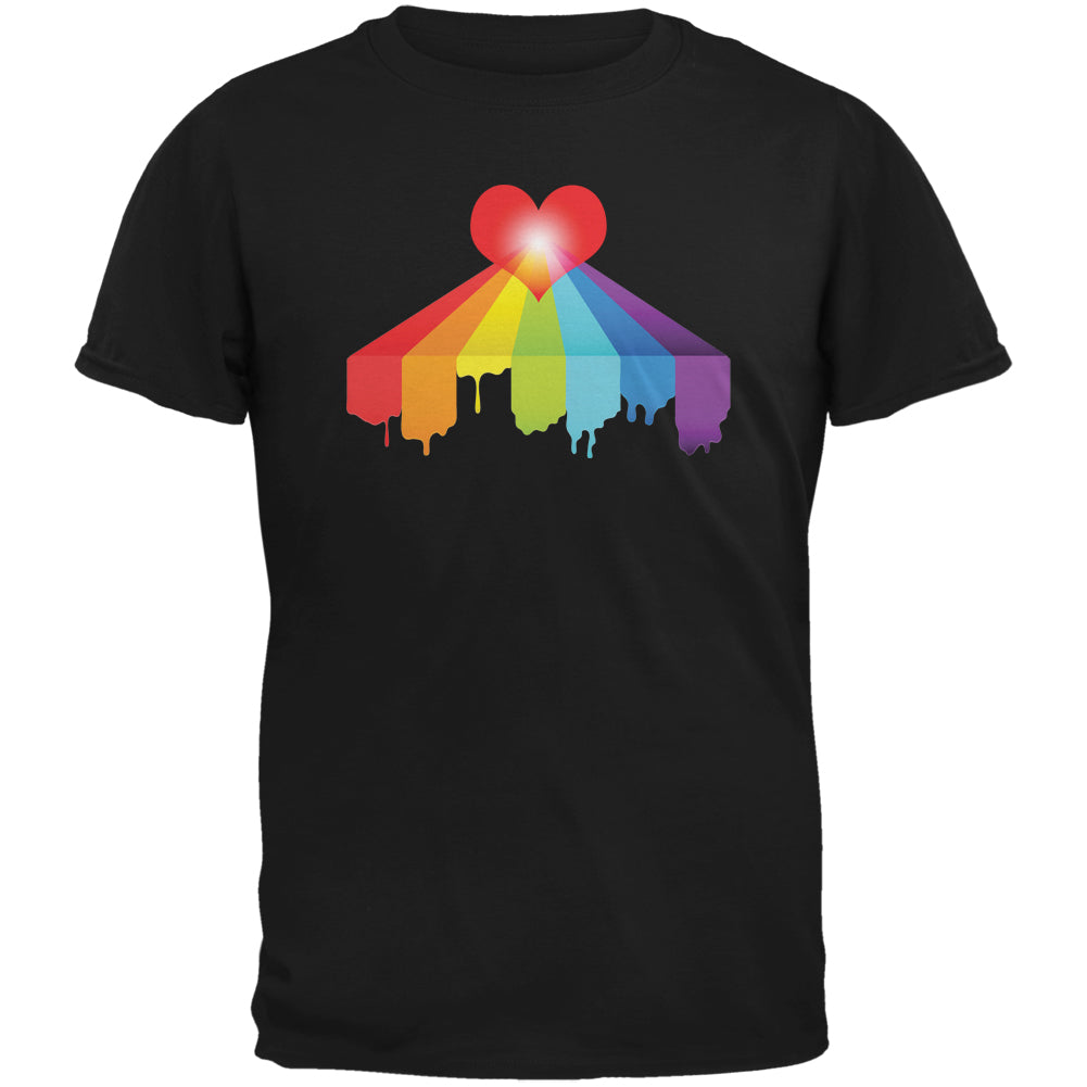 Rainbow Bleeding Heart LGBT Pride Black Adult T-Shirt Men's T-Shirts LGBT 2XL Black 