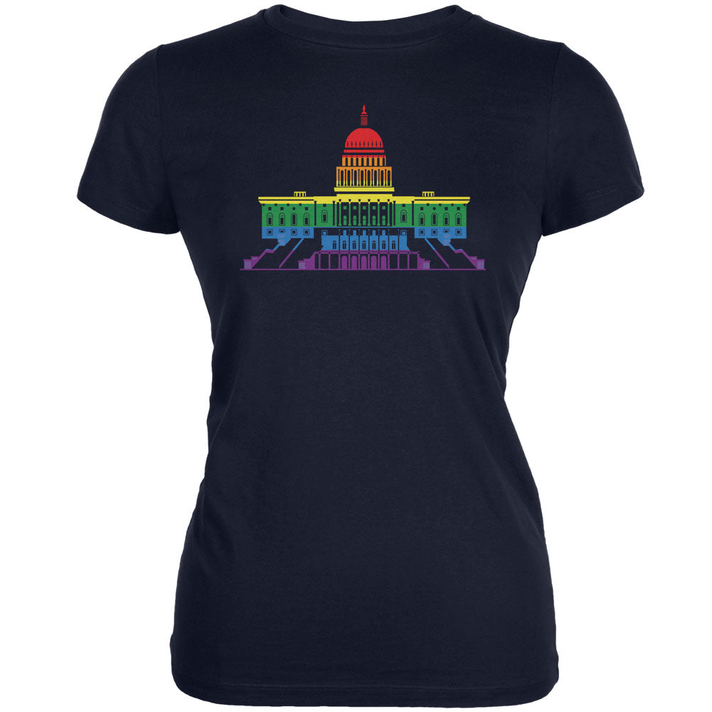 LGBT Gay Pride Capitol Building USA Navy Juniors Soft T-Shirt Juniors T-Shirts LGBT 2XL Dark Blue 