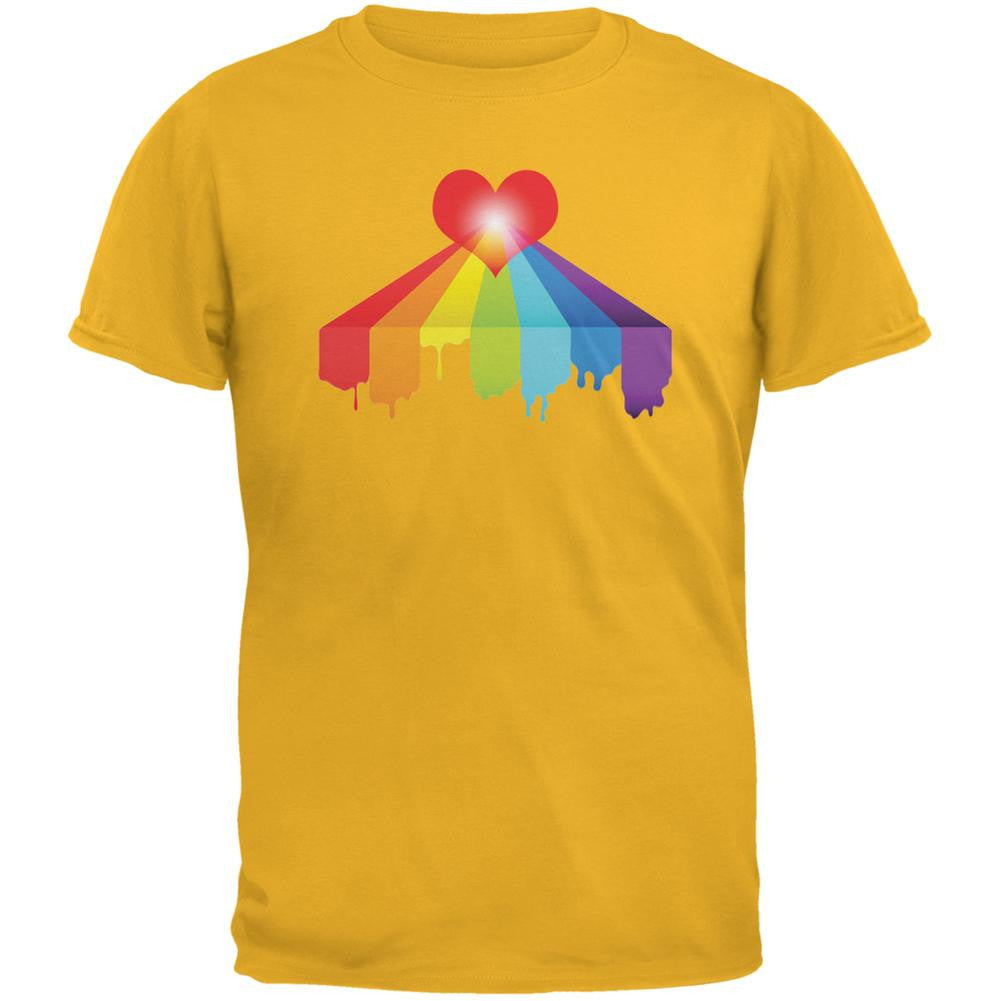 Rainbow Bleeding Heart LGBT Pride Gold Adult T-Shirt Men's T-Shirts Old Glory 2XL Yellow 