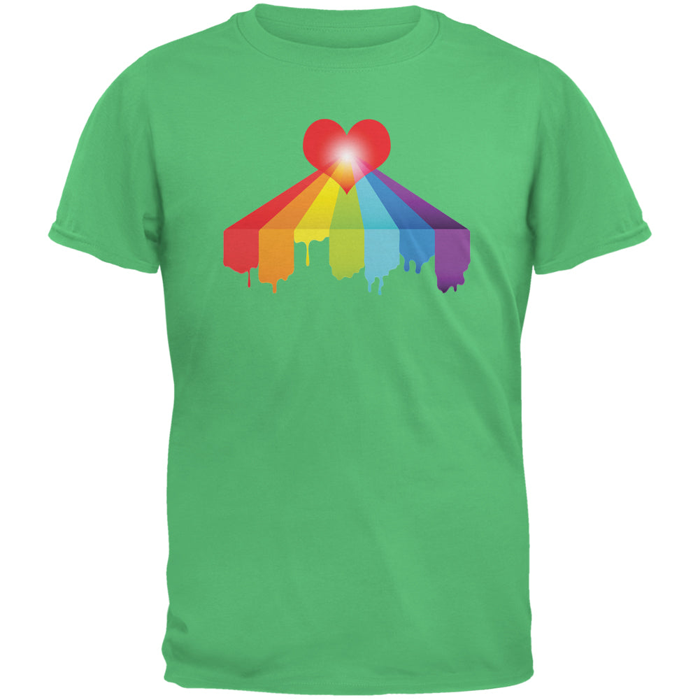 Rainbow Bleeding Heart LGBT Pride Irish Green Adult T-Shirt Men's T-Shirts LGBT 2XL Light Green 