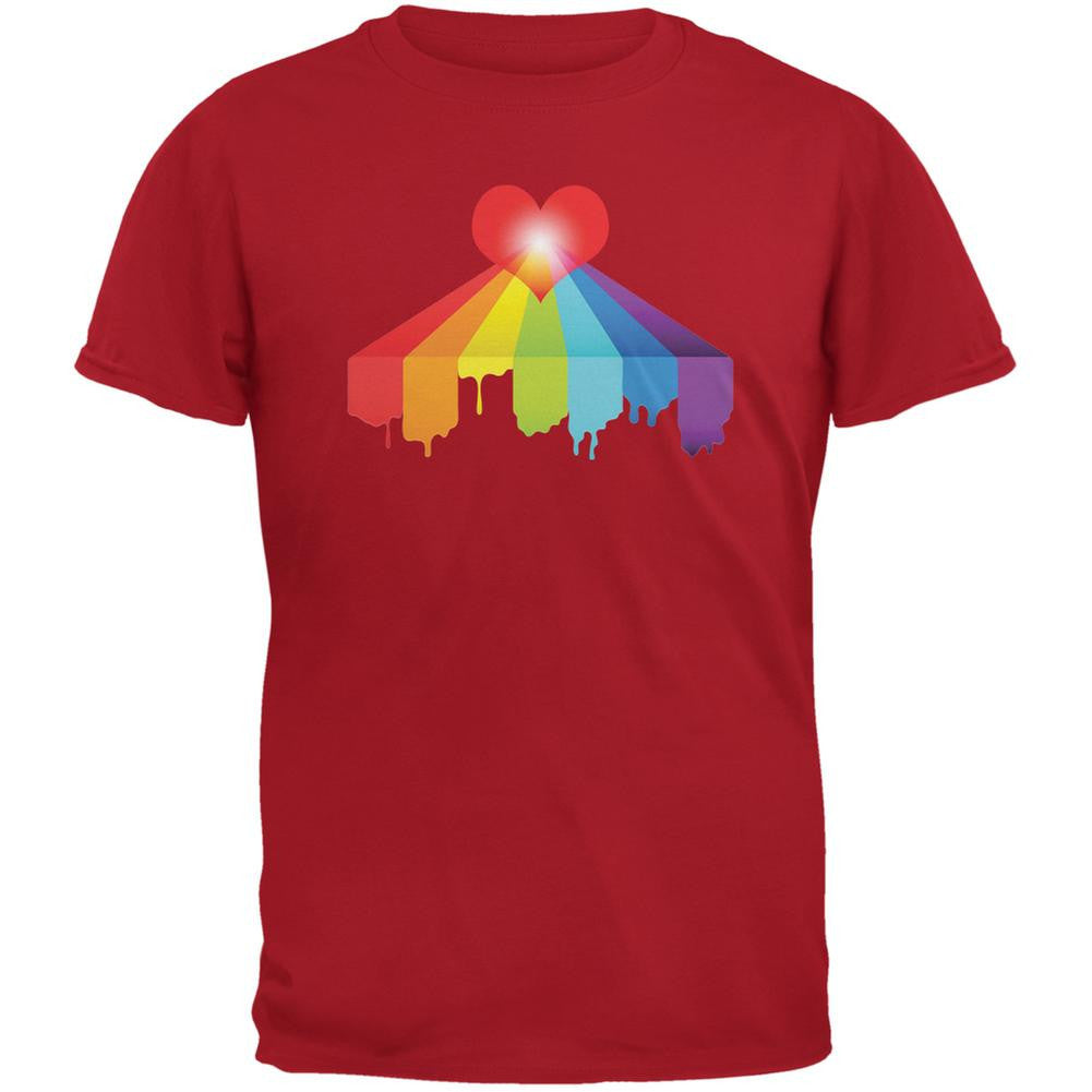 Rainbow Bleeding Heart LGBT Pride Red Adult T-Shirt Men's T-Shirts Old Glory 2XL Red 