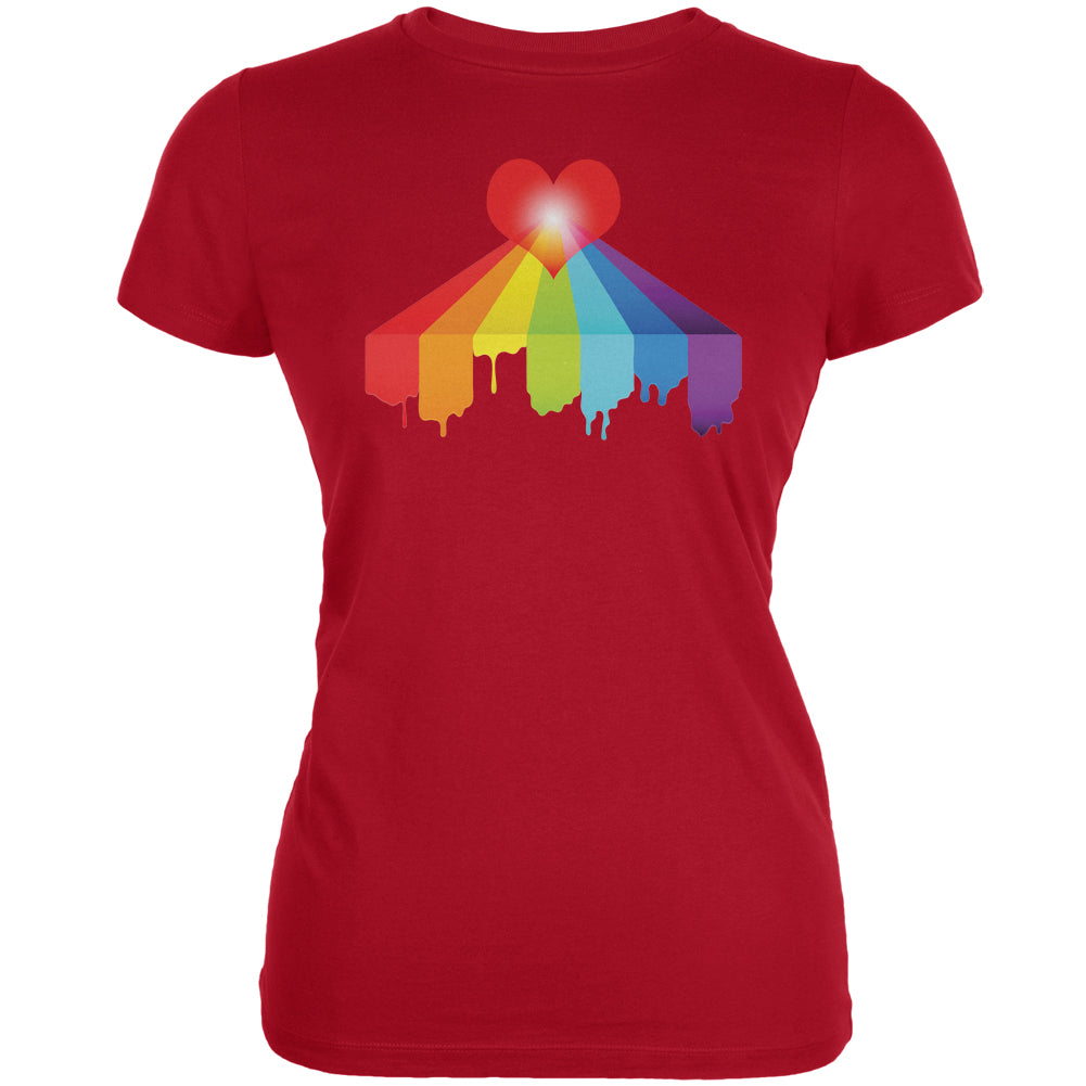 Rainbow Bleeding Heart LGBT Pride Red Juniors Soft T-Shirt Juniors T-Shirts LGBT 2XL Red 