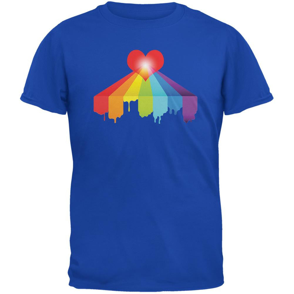 Rainbow Bleeding Heart LGBT Pride Royal Adult T-Shirt Men's T-Shirts Old Glory 2XL Blue 