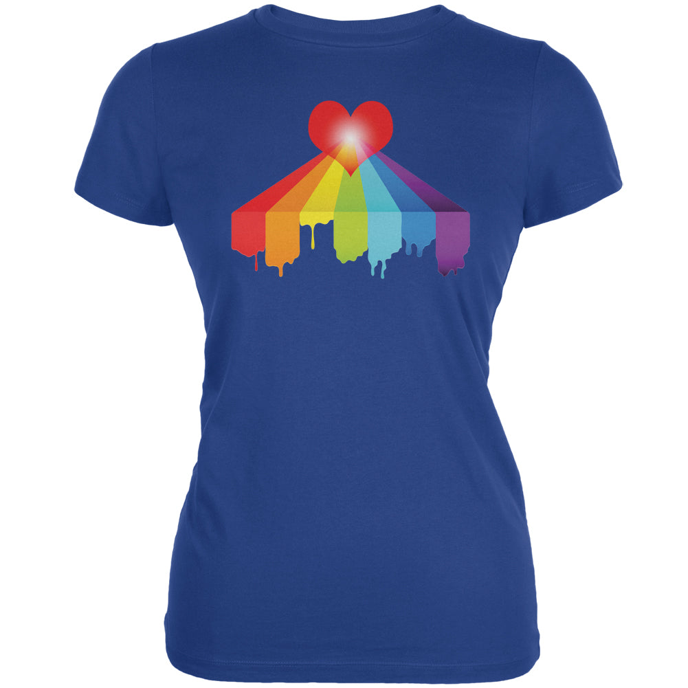 Rainbow Bleeding Heart LGBT Pride Royal Juniors Soft T-Shirt Juniors T-Shirts LGBT 2XL Blue 