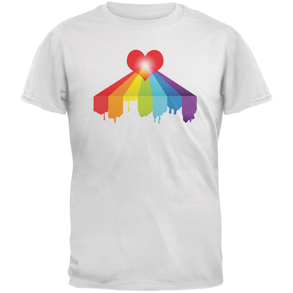 Rainbow Bleeding Heart LGBT Pride White Adult T-Shirt Men's T-Shirts LGBT 2XL White 